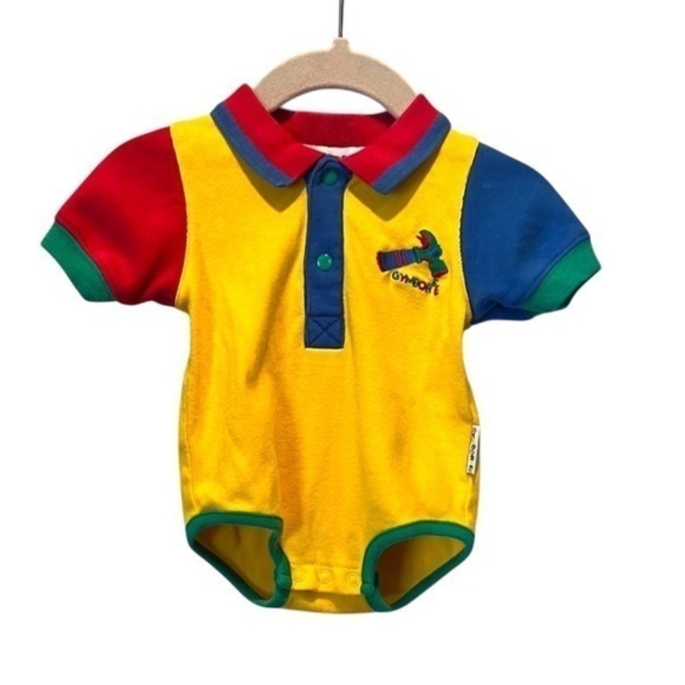 Gymboree Vintage Primary Colorblock Hammer Romper Size Newborn 90’s